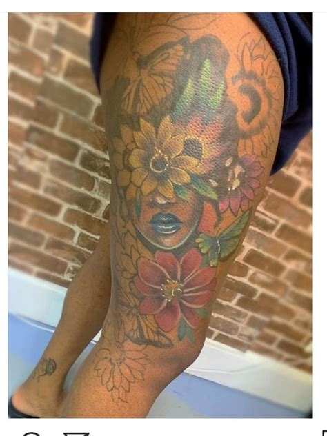 tattoos on brown skin|thigh tattoos for black women.